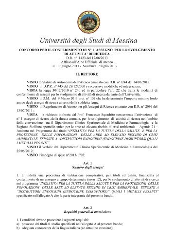 D.R. N.1423 - Università degli Studi di Messina