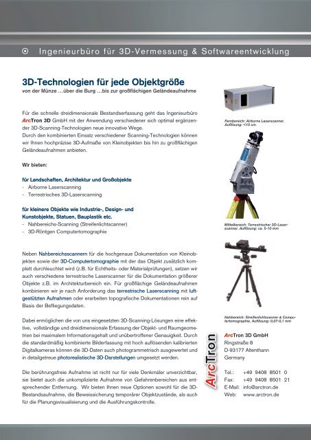 Arctron 3 D 3d-Scanning Systemen