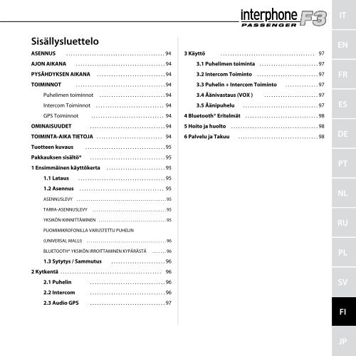 INSTRUCTION MANUAL - Interphone - Cellular Italia S.p.A.