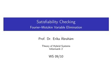 Satisfiability Checking - Fourier–Motzkin Variable Elimination