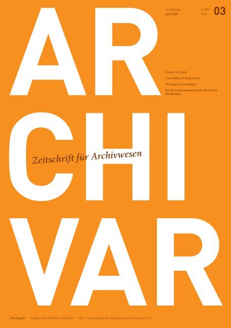 Archivar 3/2008 - Archive in Nordrhein-Westfalen