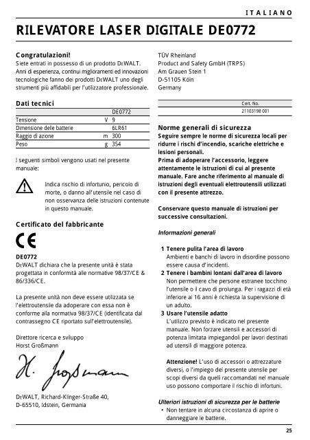 digital laserdetektor de0772 - Service