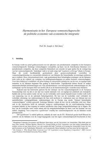 Harmonisatie in het Europese vennootschapsrecht:de politeke ... - Accf