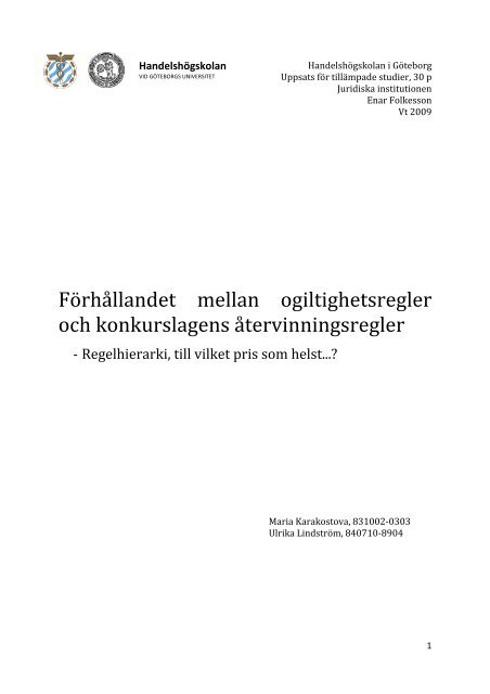 Förhållandet mellan ogiltighetsregler och ... - Ackordscentralen