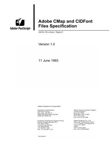 Adobe CMap and CIDFont Files Specification