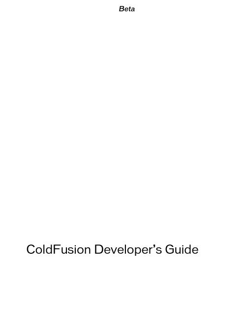 ColdFusion Developer's Guide