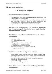 Sicherheit im Labor - Wichtigste Regeln - Agnes-Pockels-Labor