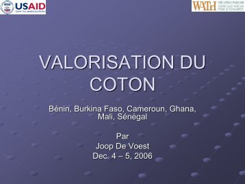 Valorisation du coton-Bénin, Burkina Faso ... - AGOA Toolkit