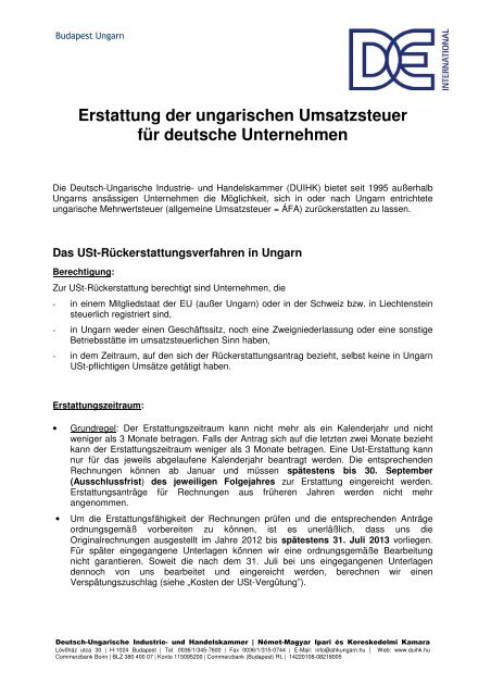 Umsatzsteuer-Rückerstattung in Ungarn - Deutsch-Ungarische ...