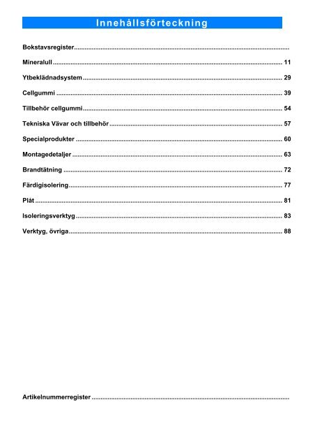 Innehallsforteckning Ahlsell