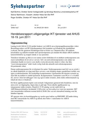 og telefonisystemer/Hendelsesrapport utilgjengelige IKT - Akershus ...