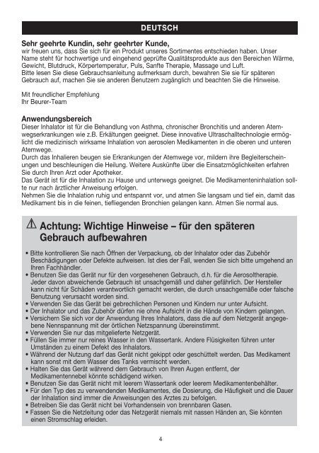 Page 1 BEURER GmbH t Söflinger Str. 218 t 89077 Ulm (Germany ...