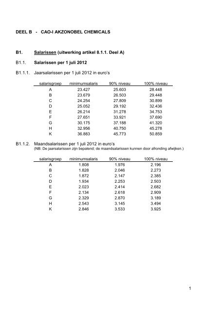 Deel B CAO AkzoNobel Chemicals