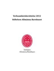 Verksamhetsberättelse 2012 Stiftelsen Allmänna Barnhuset