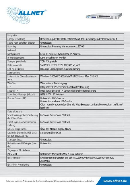ALLNET ALL60700 19“ NAS-Systeme mit RAID