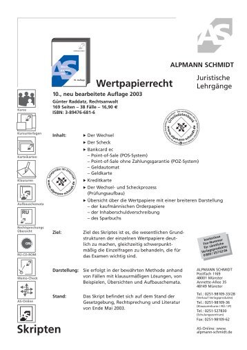 Wertpapierrecht - Alpmann Schmidt