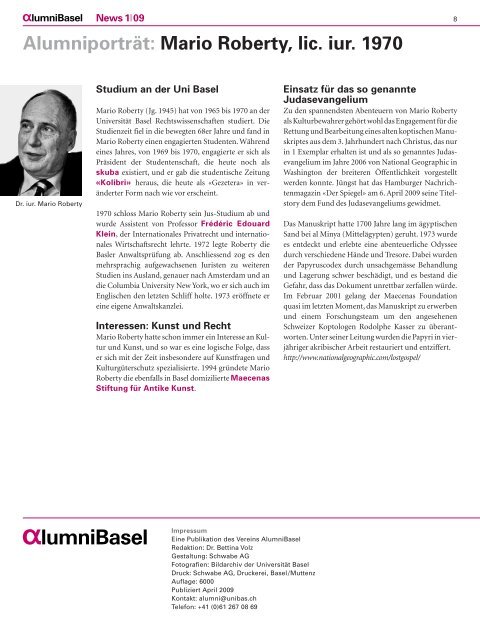 Newsletter 1/09 - Alumni Basel