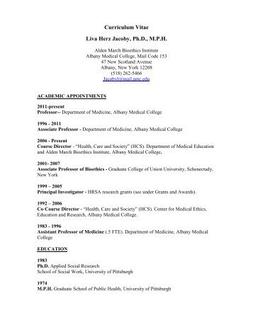 Curriculum Vitae - Albany Medical Center