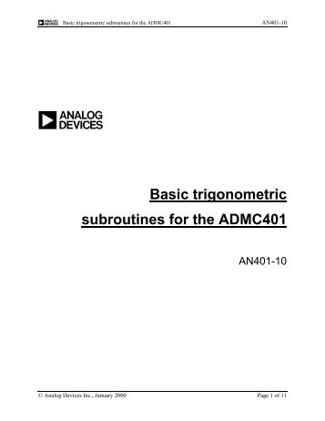 Basic Trigonometric Subroutines for the ADMC401 ... - Analog Devices