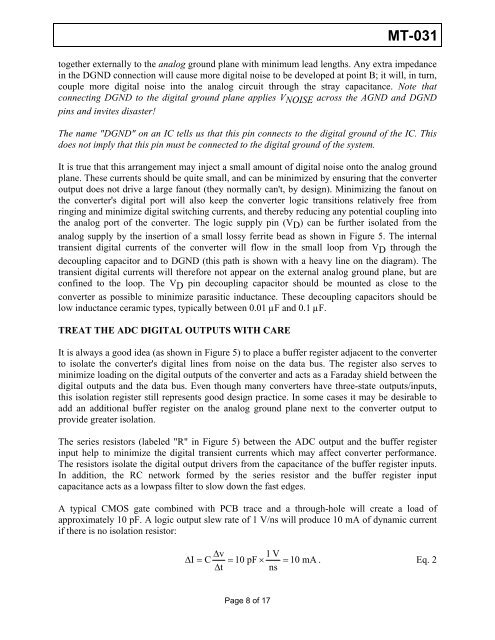 MT-031: Grounding Data Converters and Solving ... - Analog Devices