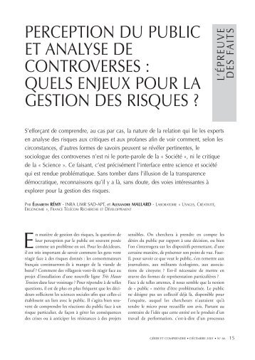 perception du public et analyse de controverses - Annales des Mines