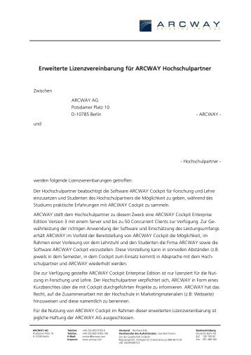 Hochschullizenz anfordern - Arcway AG