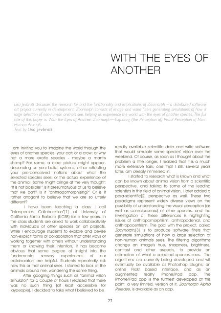 Animal Influence I - Antennae The Journal of Nature in Visual Culture