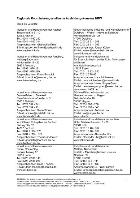 Regionale Koordinierungsstellen des Ausbildungskonsens bei den ...