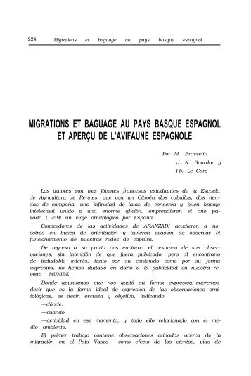 MIGRATIONS ET BAGUAGE AU PAYS BASQUE ... - Aranzadi