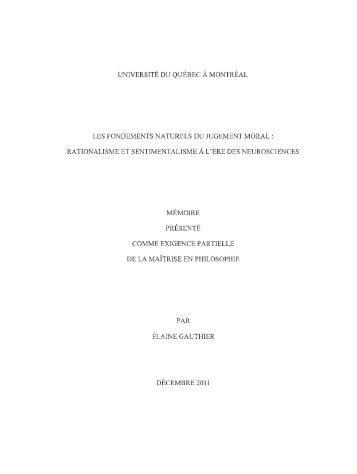 rationalisme et sentimentalisme à l'ère des neurosciences - Archipel