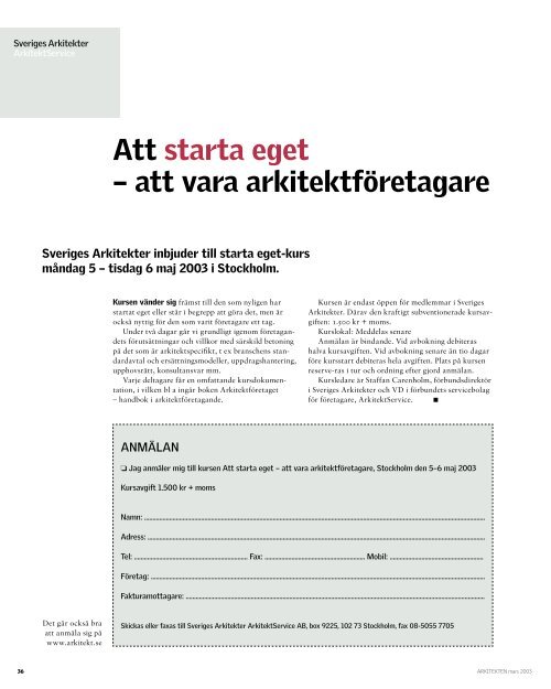 ARKITEKTEN - Sveriges Arkitekter