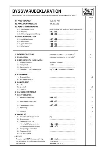 MILJÖDEKLARATION DEC -95 - Armstrong