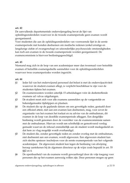 Algemene onderwijsregeling voor opleidingen in afbouw - Artesis ...