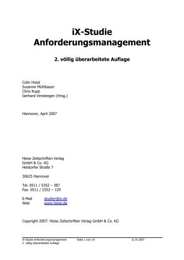 Ix-Studie Anforderungsmanagement (Auszug) - Arcway AG