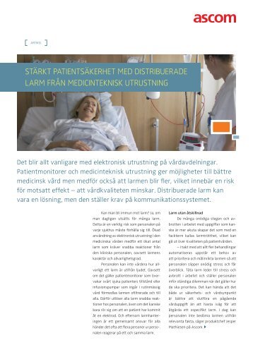 stärkt patientsäkerhet med distribuerade larm från ... - Ascom