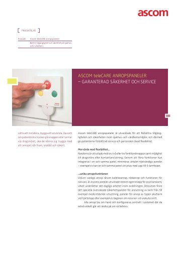 teleCARE Anropspaneler produktblad se.indd - Ascom