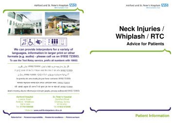 Neck Injuries / Whiplash / RTC - Ashford and St. Peter's Hospitals ...