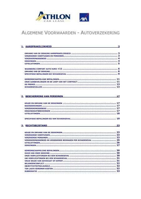 algemene voorwaarden - autoverzekering - Athlon Car Lease