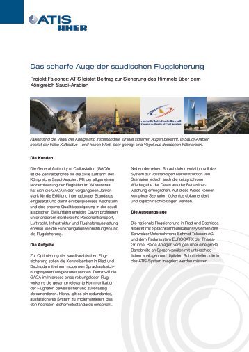 Falconer, Flugsicherung - ATIS systems GmbH