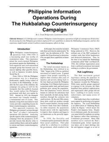 Philippine Information Operations During The Hukbalahap ...