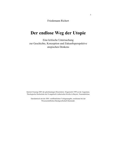 Friedemann Richert Der endlose Weg der Utopie - Augustana ...