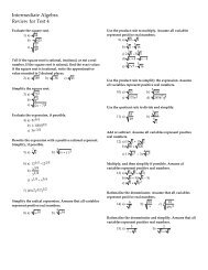 Intermediate Algebra Review for Test 4