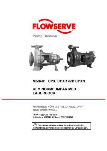 Pump Division Modell: CPX, CPXR och CPXN ... - AxFlow