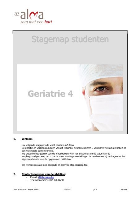 Stagemap studenten Geriatrie 4 - AZ Alma