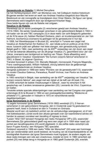 Geneeskunde en filatelie (1) - AZ Sint-Jan Brugge