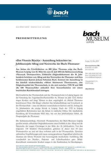 Netzwerk Thomanerchor - Bach-Archiv Leipzig