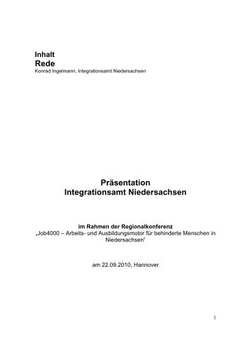 Konrad Ingelmann, Präsentation Integrationsamt ... - BAG UB eV