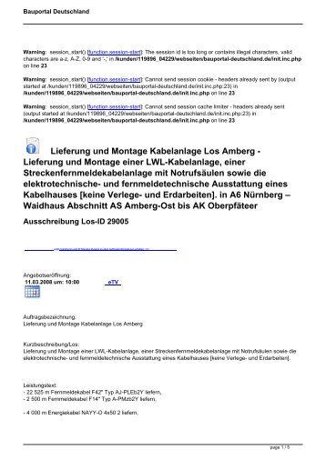 Lieferung und Montage einer LWL-Kabelanlage ... - BahnMarkt.EU