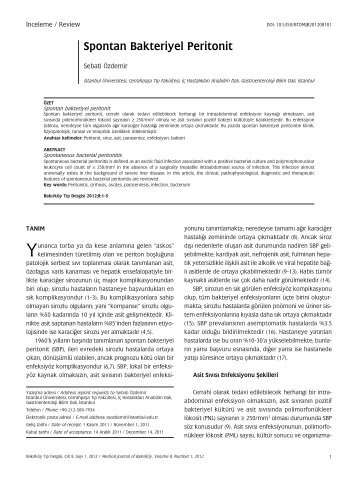 Spontan Bakteriyel Peritonit - Bakırköy Tıp Dergisi