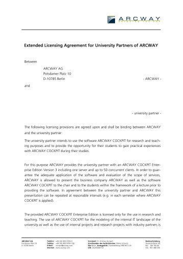 Licensing Agreement - Arcway AG